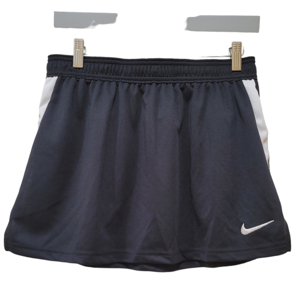 Nike Women's Dri-Fit Technology Lacrosse Black with White Stripe Tennis Skirt, M